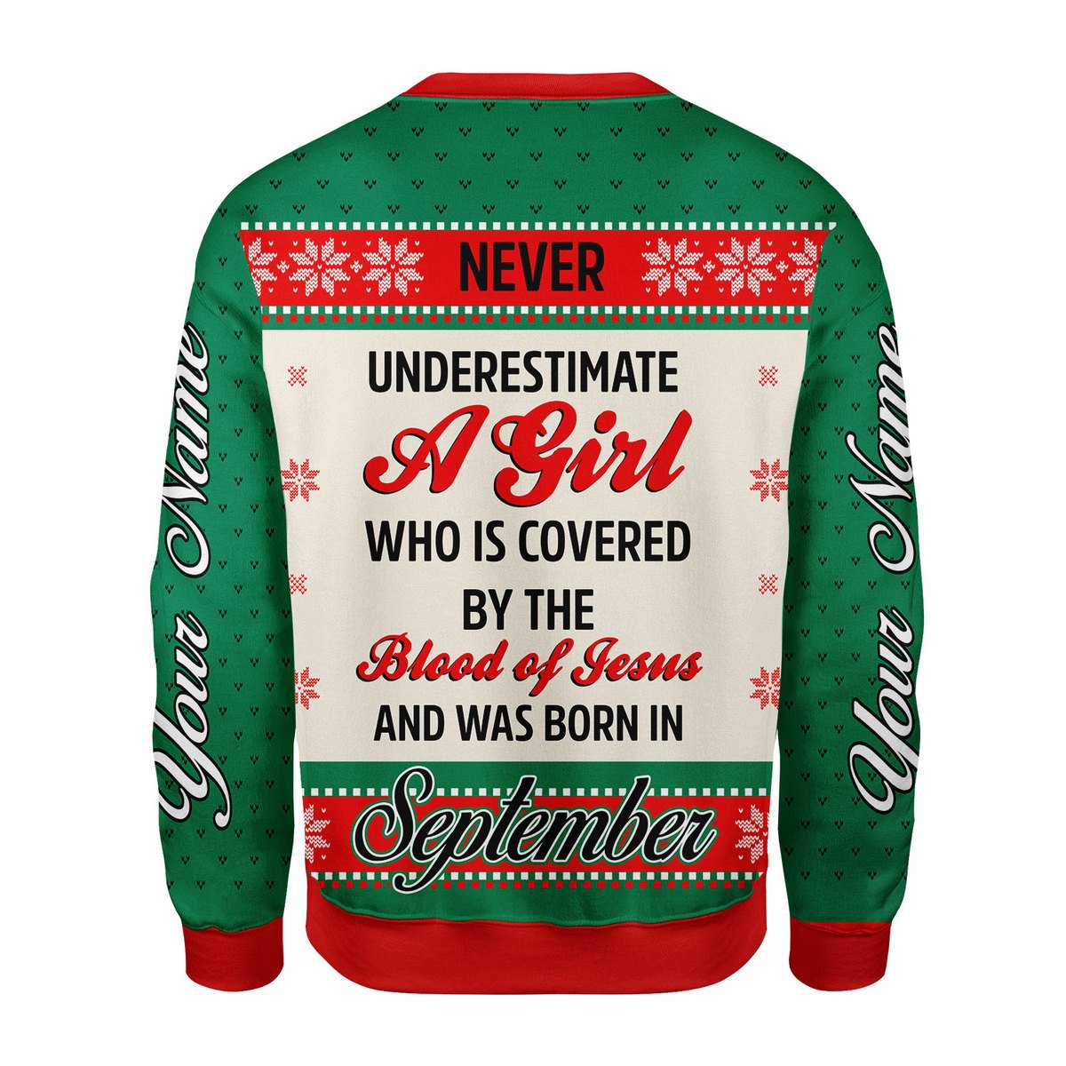 CustomsPig Personalized Ugly Sweater September Girl All Over Printed