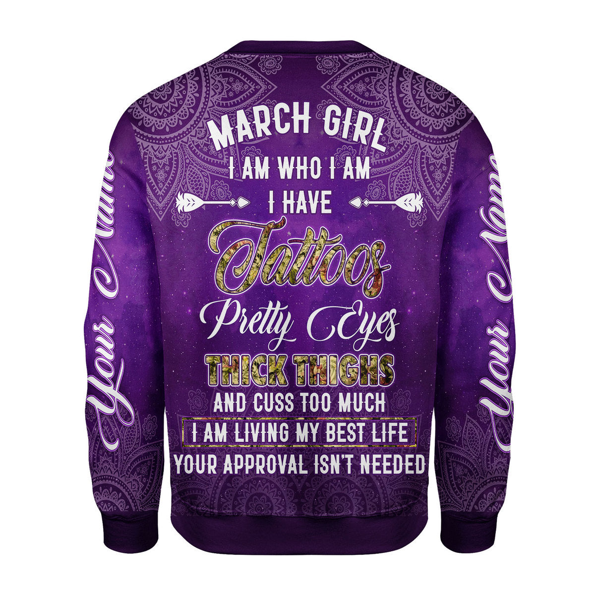 CustomsPig Personalized Tops March Girl I Have Tattoos All Over Printed