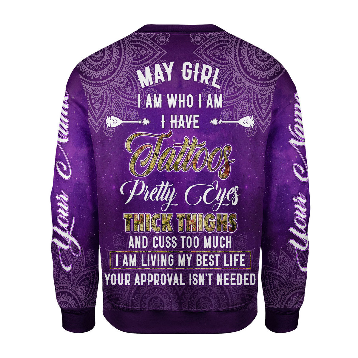 CustomsPig Personalized Ugly Sweater May Girl I Have Tattoos All Over Printed
