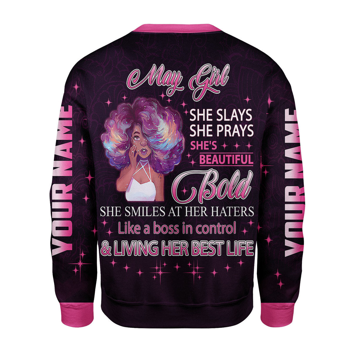 CustomsPig Personalized Ugly Sweater May Girl She's Beautiful Bold All Over Printed