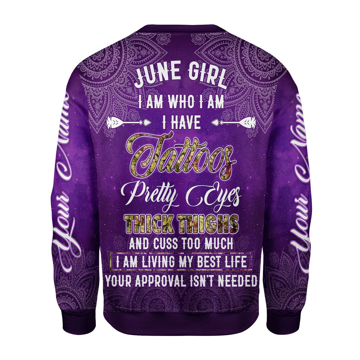 CustomsPig Personalized Ugly Sweater June Girl I Have Tattoos All Over Printed