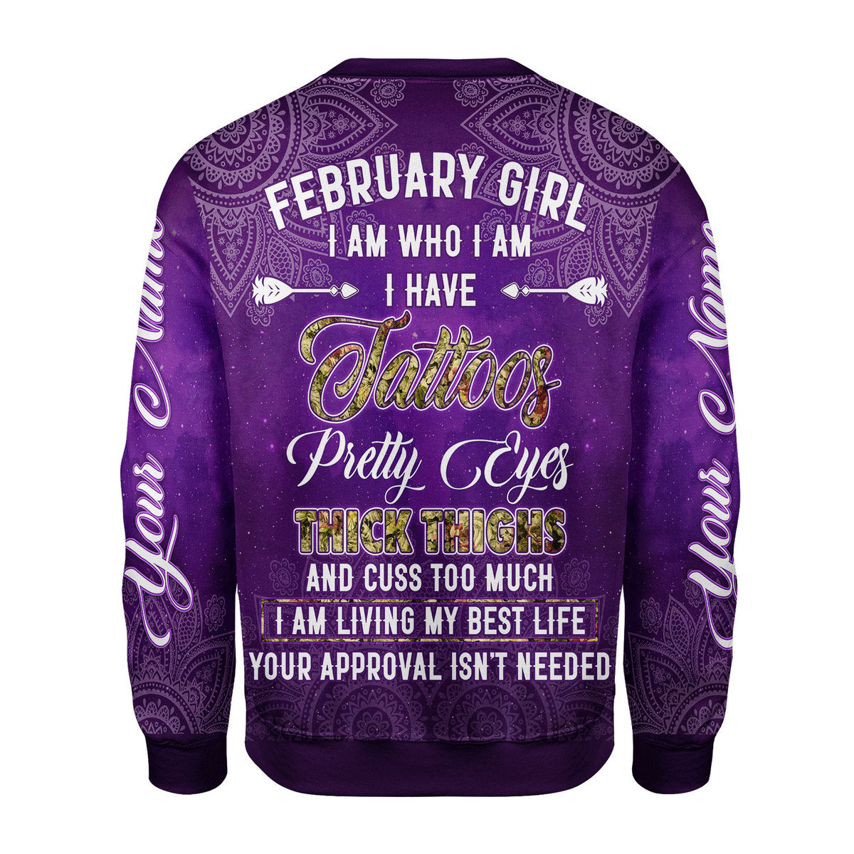 CustomsPig Personalized Ugly Sweater February Girl I Have Tattoos All Over Printed