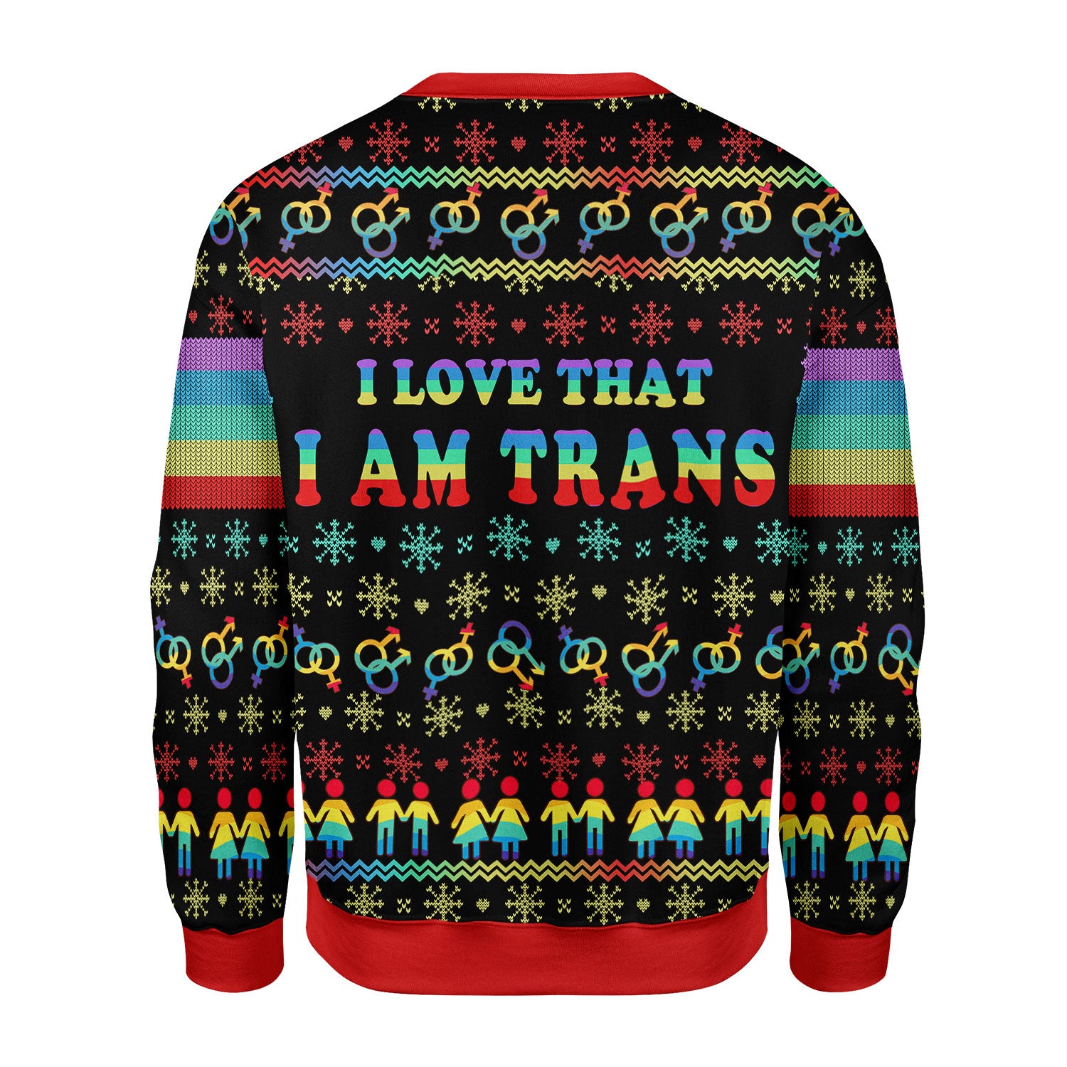 Customspig Christmas Sweater I Love That I Am Trans 3D Apparel