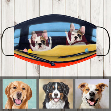 Customized Face Mask Funny Pet In Car