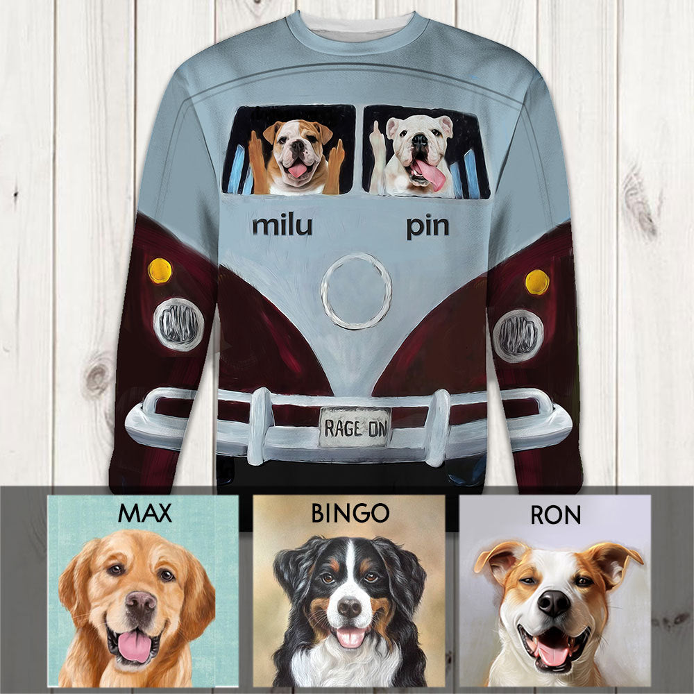 Customized Pets Long Sleeves  Funny Pets In Car