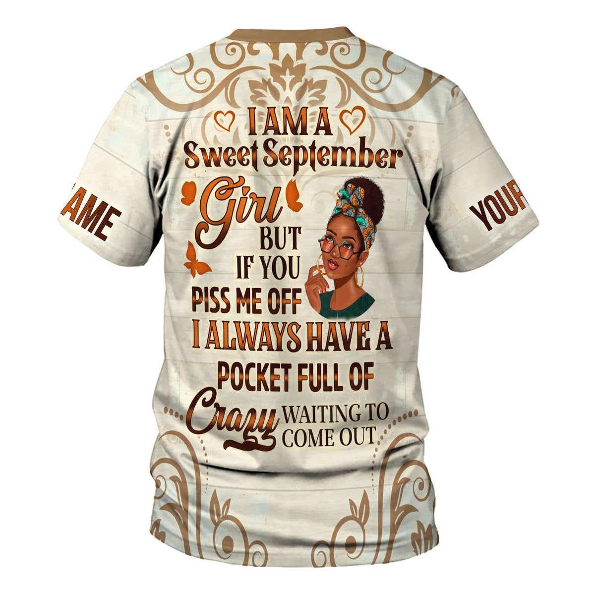 Customspig Personalized T-Shirt I'm A Sweet September Girl All Over Printed