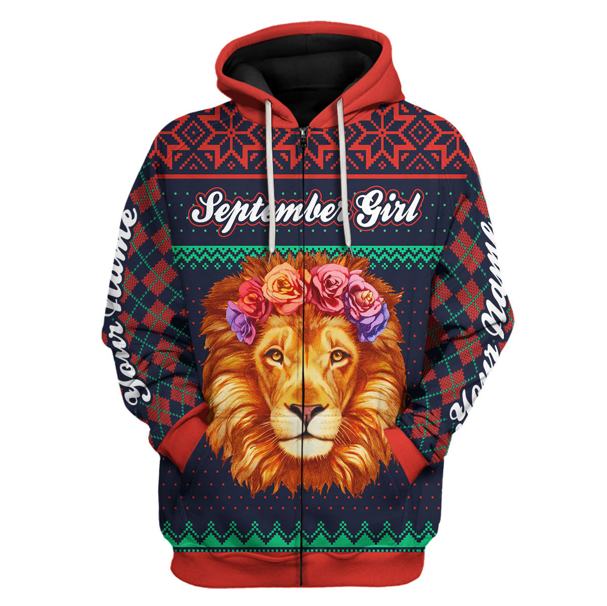 CustomsPig Personalized Zip Hoodie September Girl All Over Printed