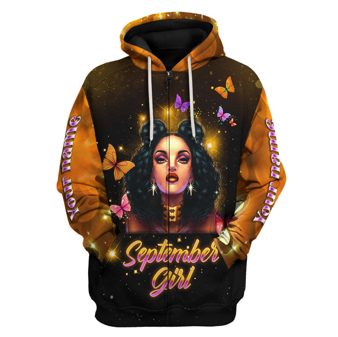 CustomsPig Personalized Zip Hoodie I Am A September Girl All Over Printed
