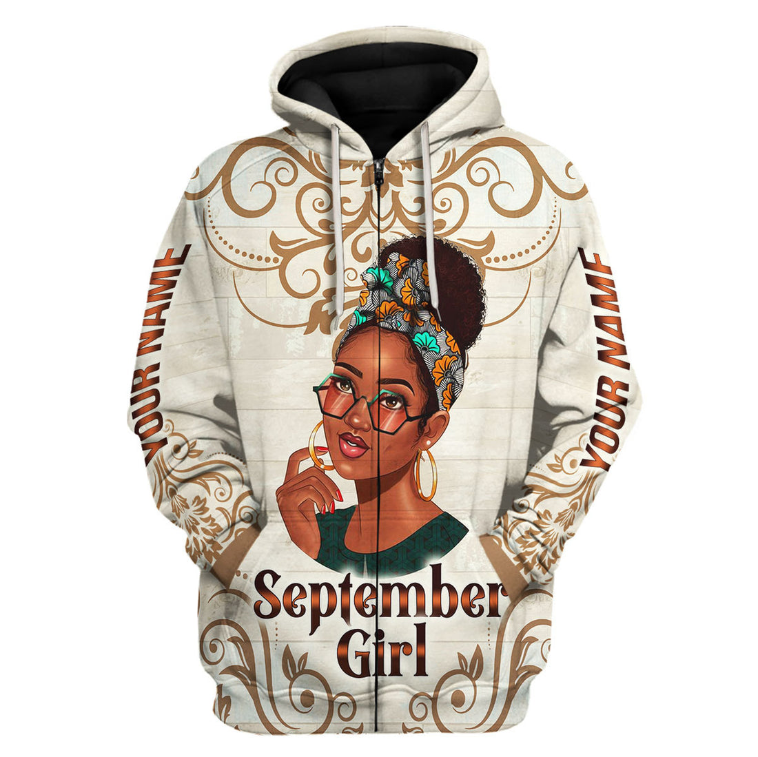 CustomsPig Personalized Zip Hoodie I'm A Sweet September Girl All Over Printed