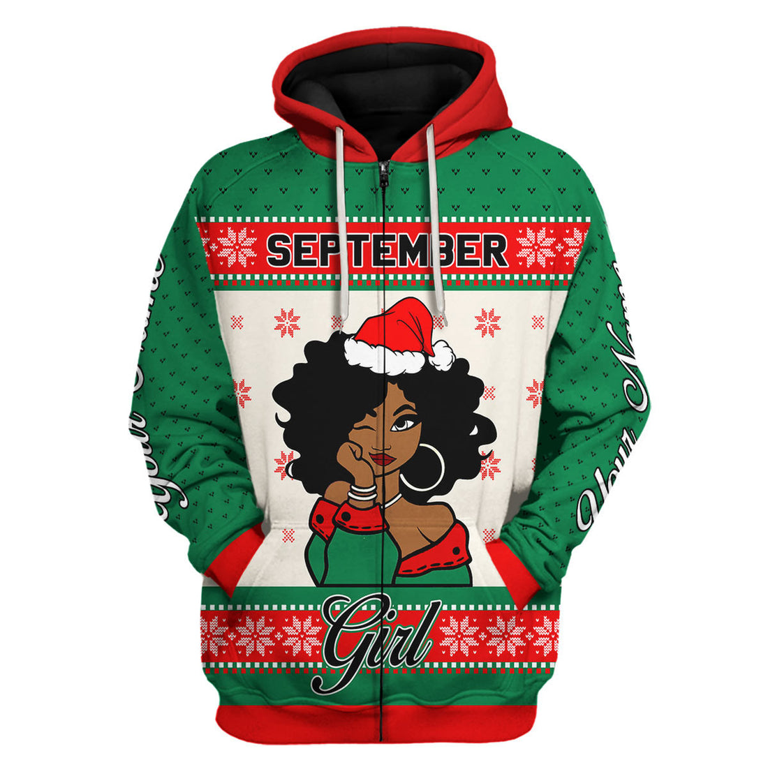 CustomsPig Personalized Zip Hoodie September Girl All Over Printed