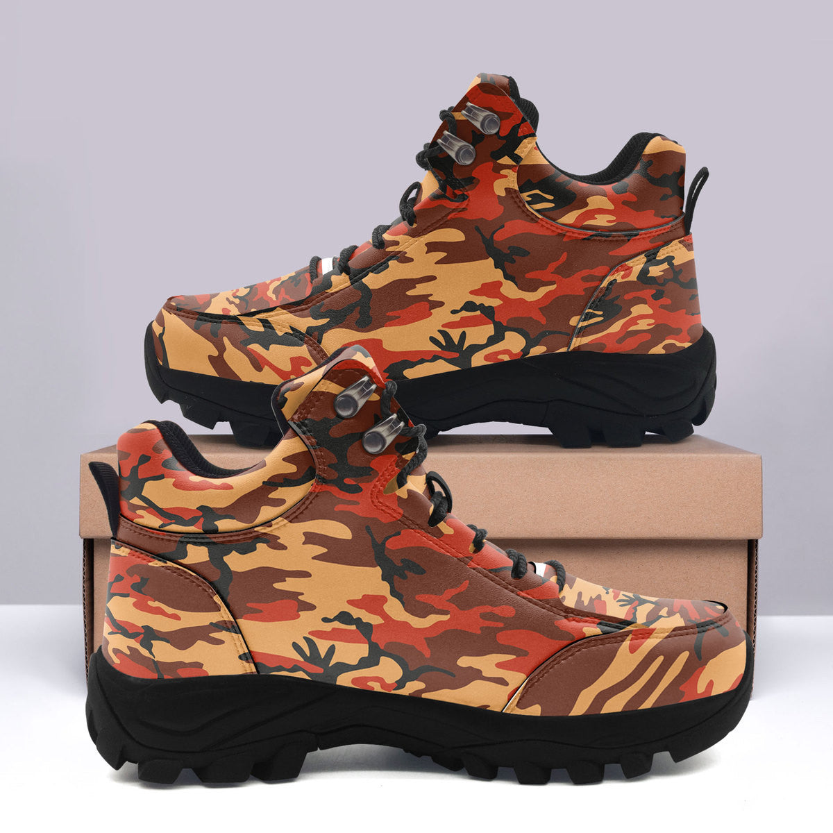 Flecktarn Red Brown German World War II Camouflage Patterns Hiking Shoes