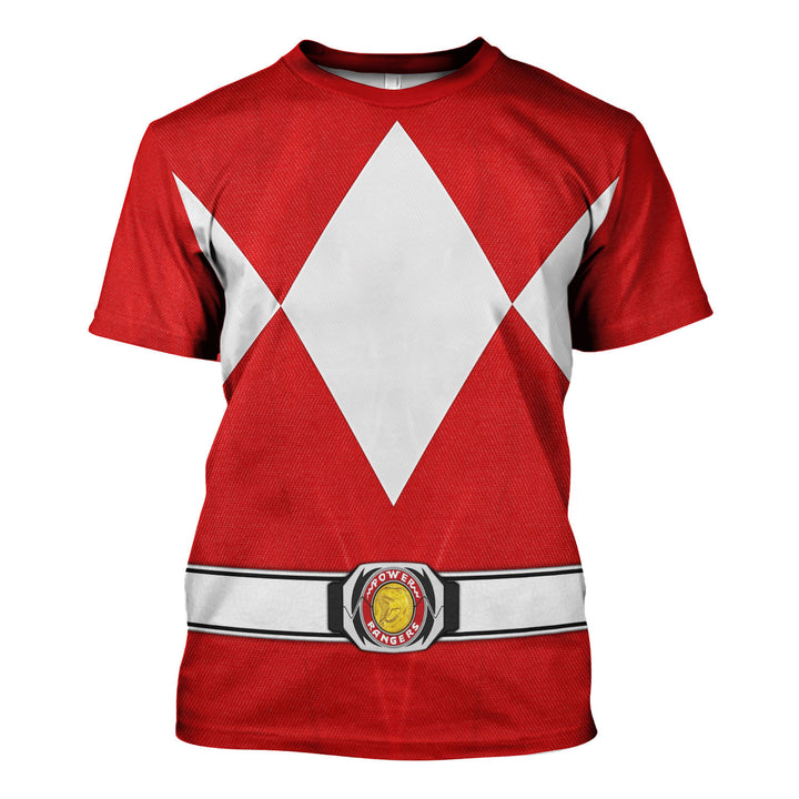 CustomsPig Red Ranger Mighty Morphin Costumes Hoodie Sweatshirt T-shirt Tracksuit