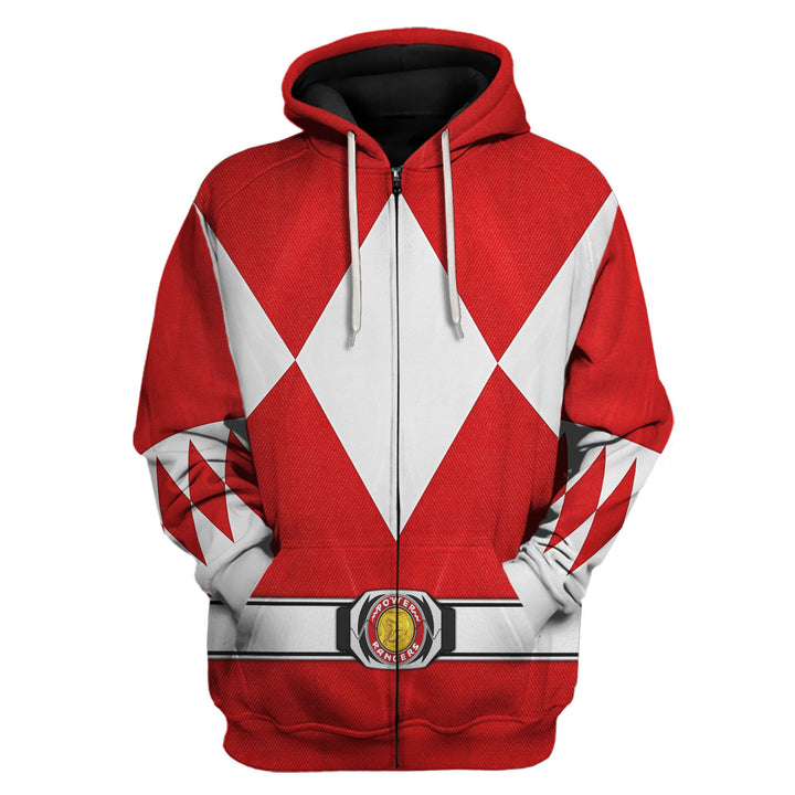 CustomsPig Red Ranger Mighty Morphin Costumes Hoodie Sweatshirt T-shirt Tracksuit