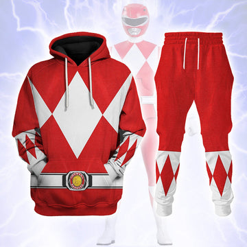 CustomsPig Red Ranger Mighty Morphin Costumes Hoodie Sweatshirt T-shirt Tracksuit