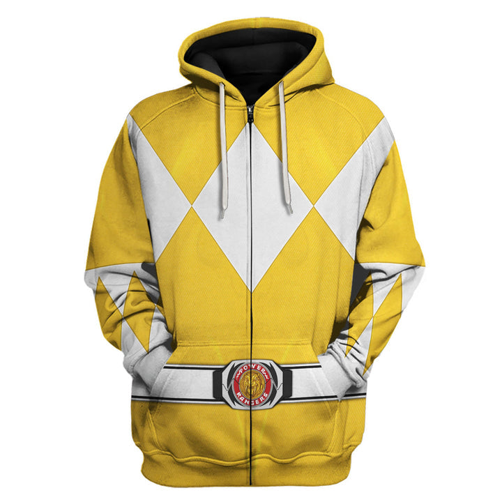 CustomsPig Yellow Ranger Mighty Morphin Costumes Hoodie Sweatshirt T-shirt Tracksuit