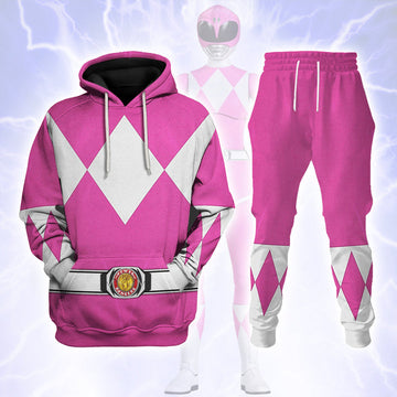 CustomsPig Pink Ranger Mighty Morphin Costumes Hoodie Sweatshirt T-shirt Tracksuit