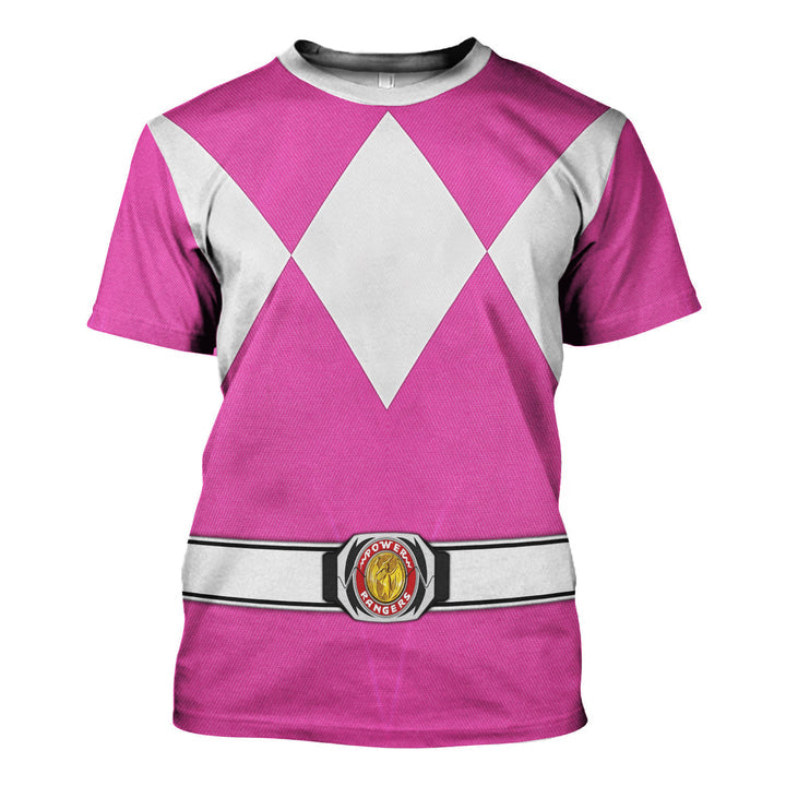 CustomsPig Pink Ranger Mighty Morphin Costumes Hoodie Sweatshirt T-shirt Tracksuit