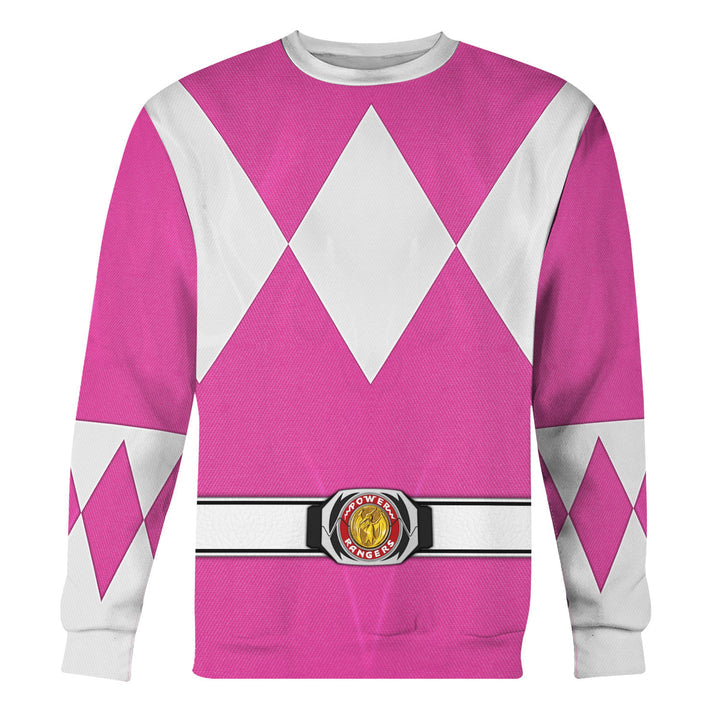 CustomsPig Pink Ranger Mighty Morphin Costumes Hoodie Sweatshirt T-shirt Tracksuit