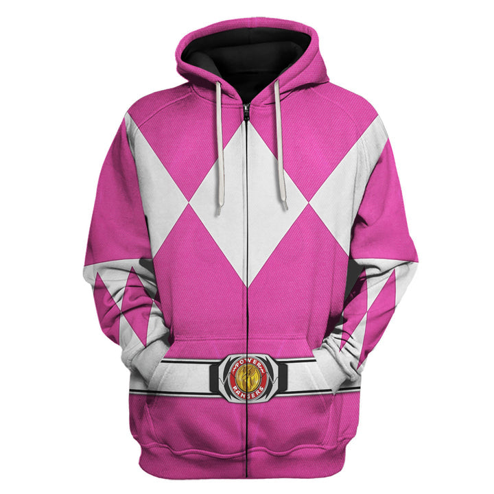 CustomsPig Pink Ranger Mighty Morphin Costumes Hoodie Sweatshirt T-shirt Tracksuit