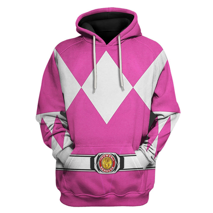 CustomsPig Pink Ranger Mighty Morphin Costumes Hoodie Sweatshirt T-shirt Tracksuit