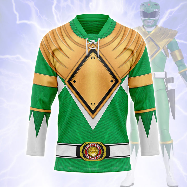 HumansBold Green Ranger Dragon Shield Hockey Jersey
