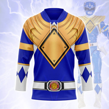 HumansBold Blue Ranger Dragon Shield Hockey Jersey