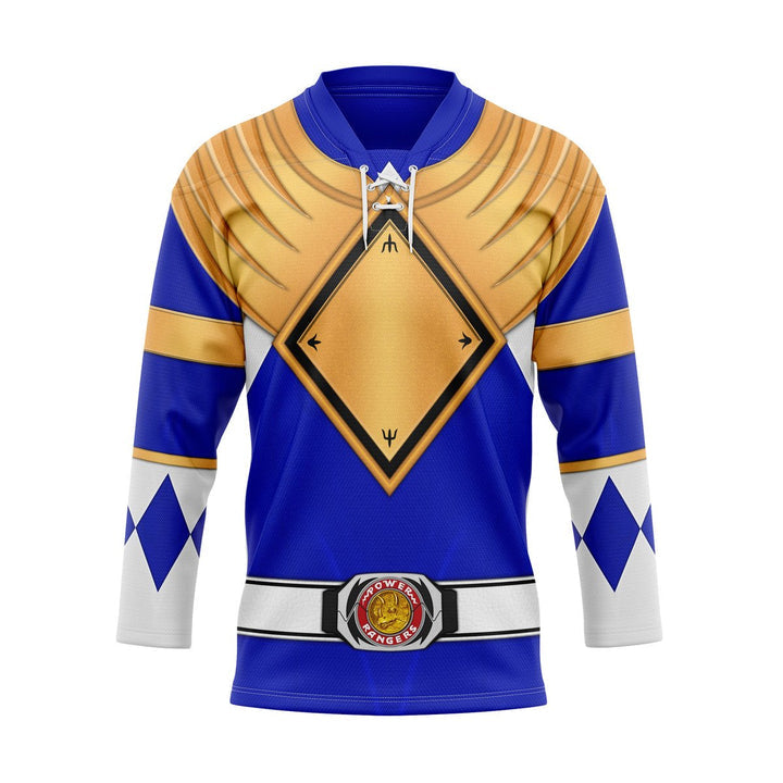 HumansBold Blue Ranger Dragon Shield Hockey Jersey