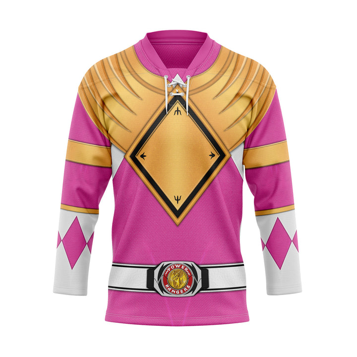 HumansBold Pink Ranger Dragon Shield Hockey Jersey