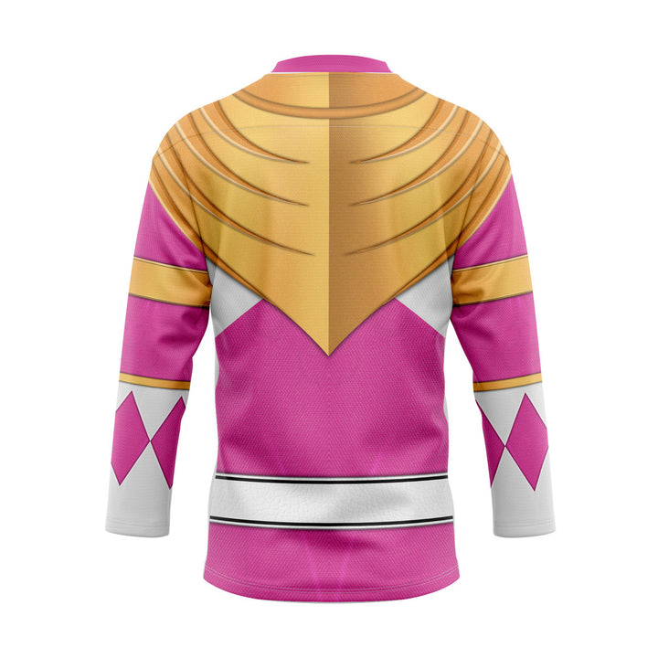 HumansBold Pink Ranger Dragon Shield Hockey Jersey