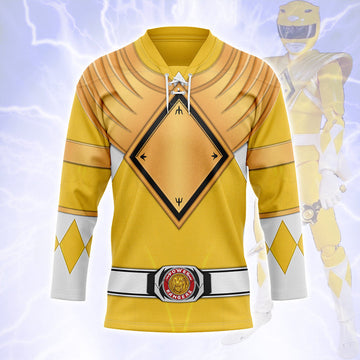 HumansBold Yellow Ranger Dragon Shield Hockey Jersey