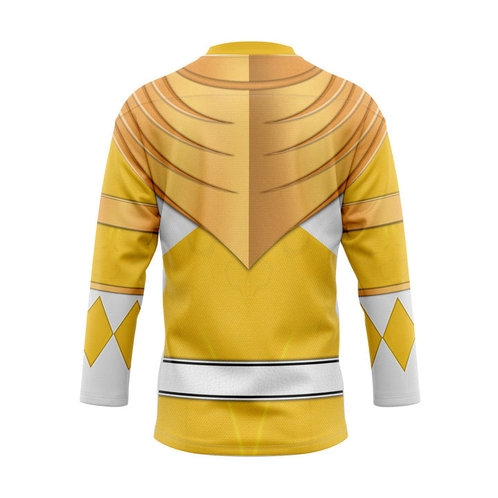 HumansBold Yellow Ranger Dragon Shield Hockey Jersey