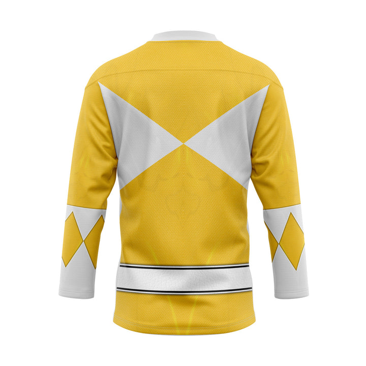 HumansBold Yellow Ranger Mighty Morphin Hockey Jersey