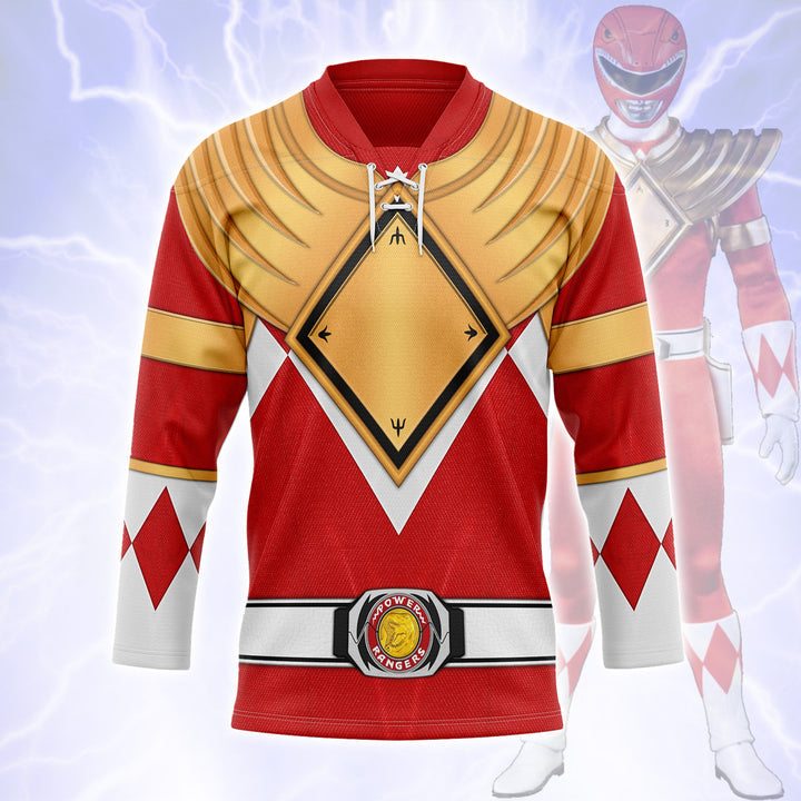 HumansBold Red Ranger Dragon Shield Hockey Jersey