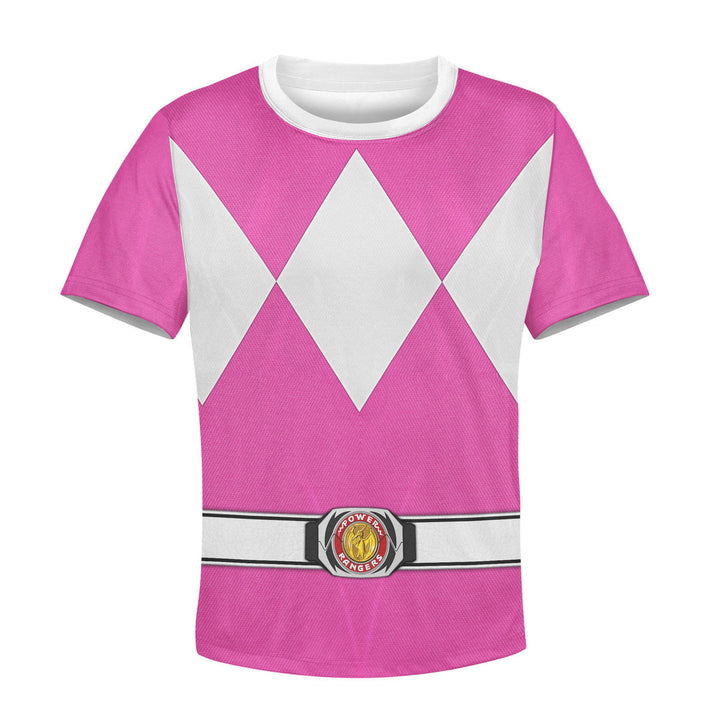 CustomsPig Pink Ranger Mighty Morphin Costumes Hoodie Sweatshirt T-shirt Kid Tops