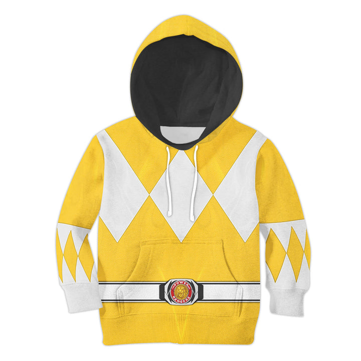CustomsPig Yellow Ranger Mighty Morphin Costumes Hoodie Sweatshirt T-shirt Kid Tops