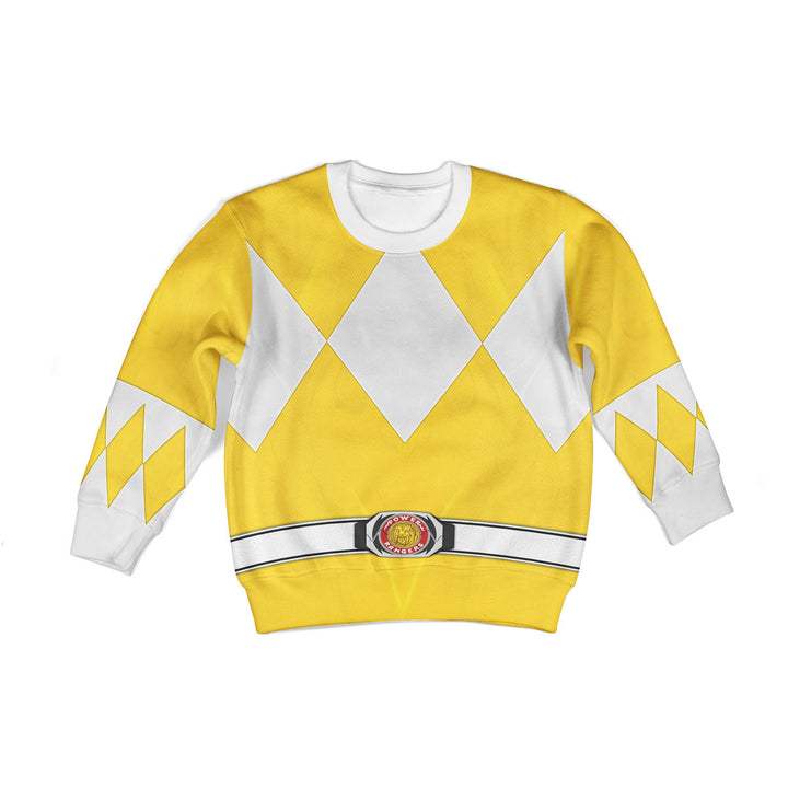 CustomsPig Yellow Ranger Mighty Morphin Costumes Hoodie Sweatshirt T-shirt Kid Tops