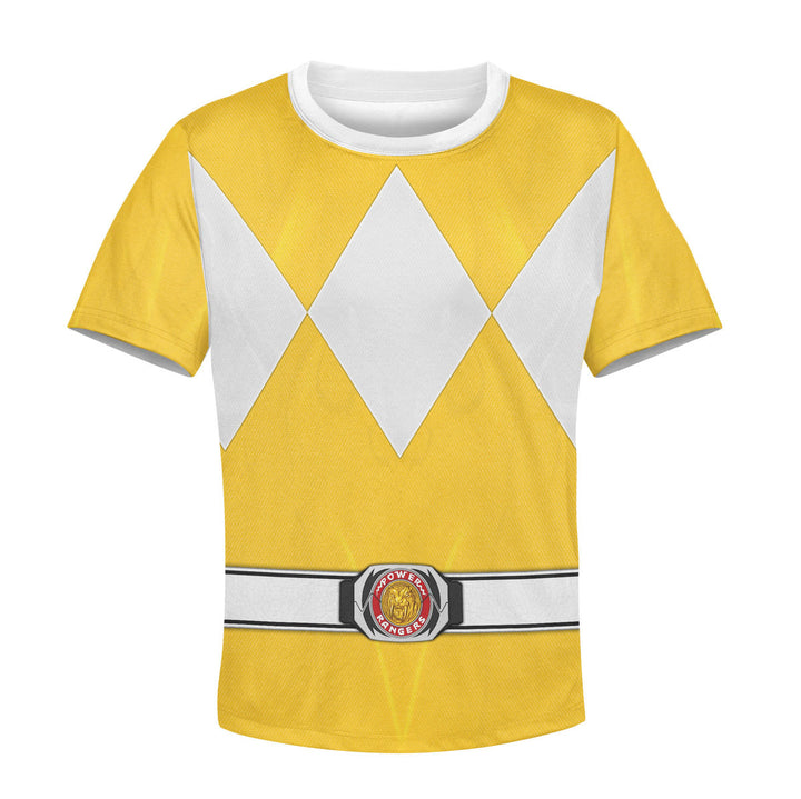 CustomsPig Yellow Ranger Mighty Morphin Costumes Hoodie Sweatshirt T-shirt Kid Tops