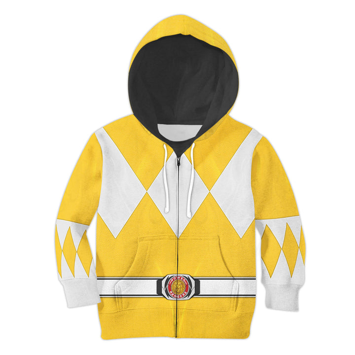 CustomsPig Yellow Ranger Mighty Morphin Costumes Hoodie Sweatshirt T-shirt Kid Tops