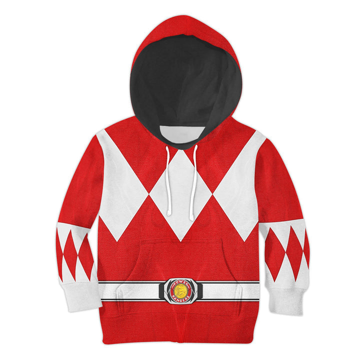 CustomsPig Red Ranger Mighty Morphin Costumes Hoodie Sweatshirt T-shirt Kid Tops
