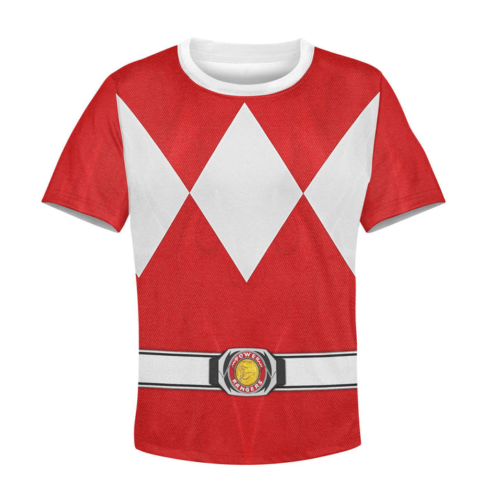 CustomsPig Red Ranger Mighty Morphin Costumes Hoodie Sweatshirt T-shirt Kid Tops