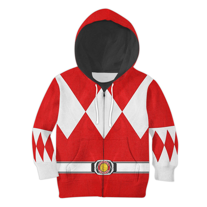 CustomsPig Red Ranger Mighty Morphin Costumes Hoodie Sweatshirt T-shirt Kid Tops