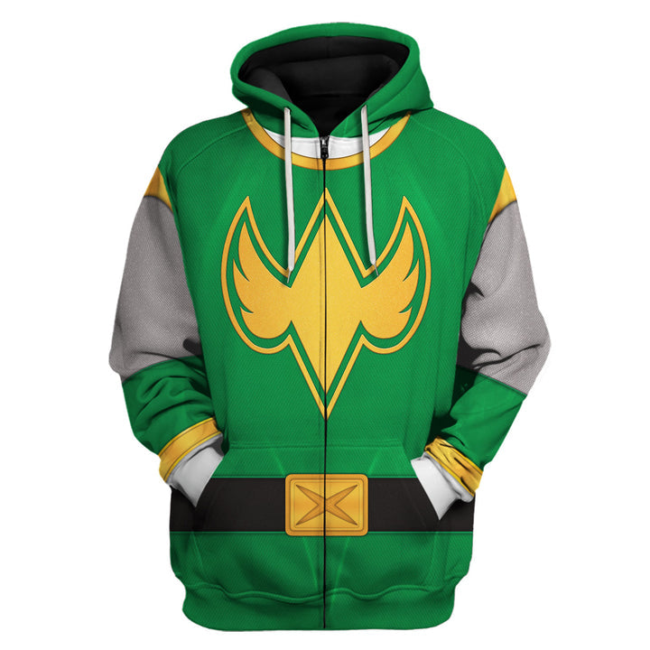 CustomsPig Power Rangers Ninja Storm Green Ranger Costumes Hoodie Sweatshirt T-shirt Tracksuit