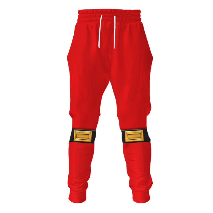 CustomsPig Power Rangers Ninja Storm Red Ranger Costumes Hoodie Sweatshirt T-shirt Tracksuit