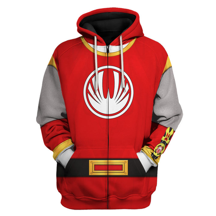 CustomsPig Power Rangers Ninja Storm Red Ranger Costumes Hoodie Sweatshirt T-shirt Tracksuit