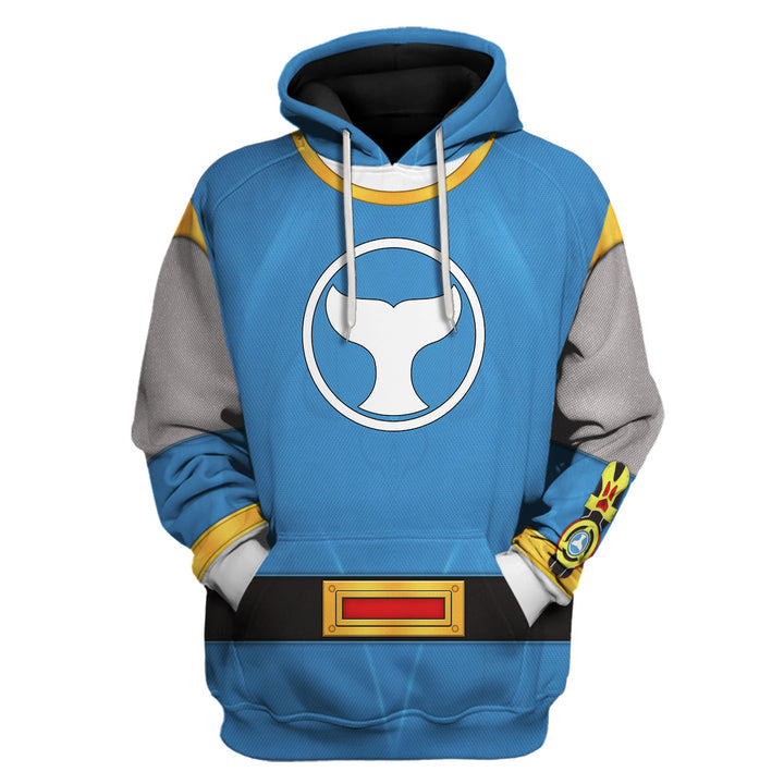 CustomsPig Power Rangers Ninja Storm Blue Ranger Costumes Hoodie Sweatshirt T-shirt Tracksuit