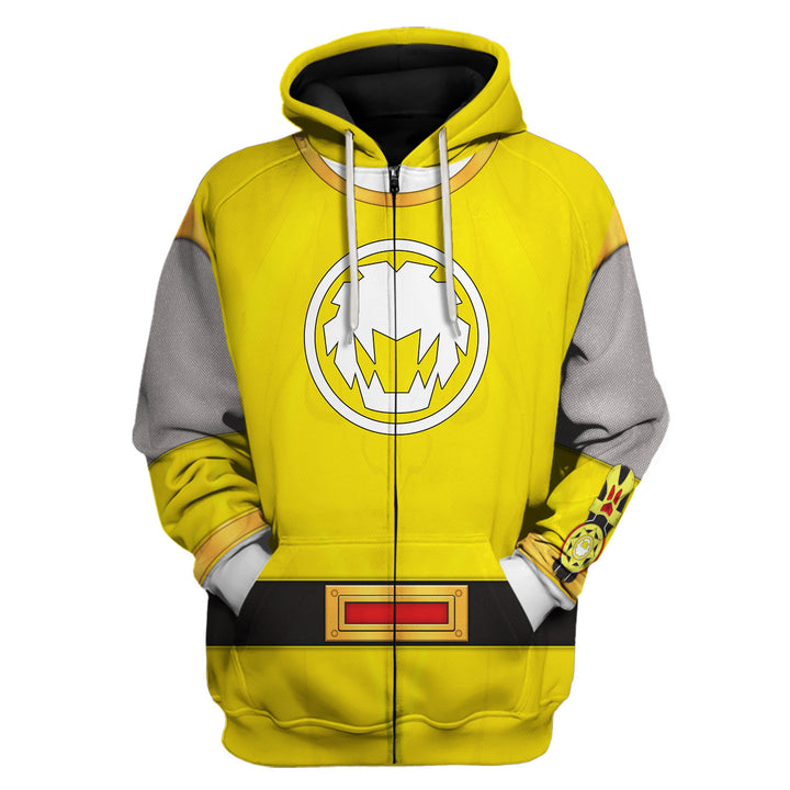 CustomsPig Power Rangers Ninja Storm Yellow Ranger Costumes Hoodie Sweatshirt T-shirt Tracksuit