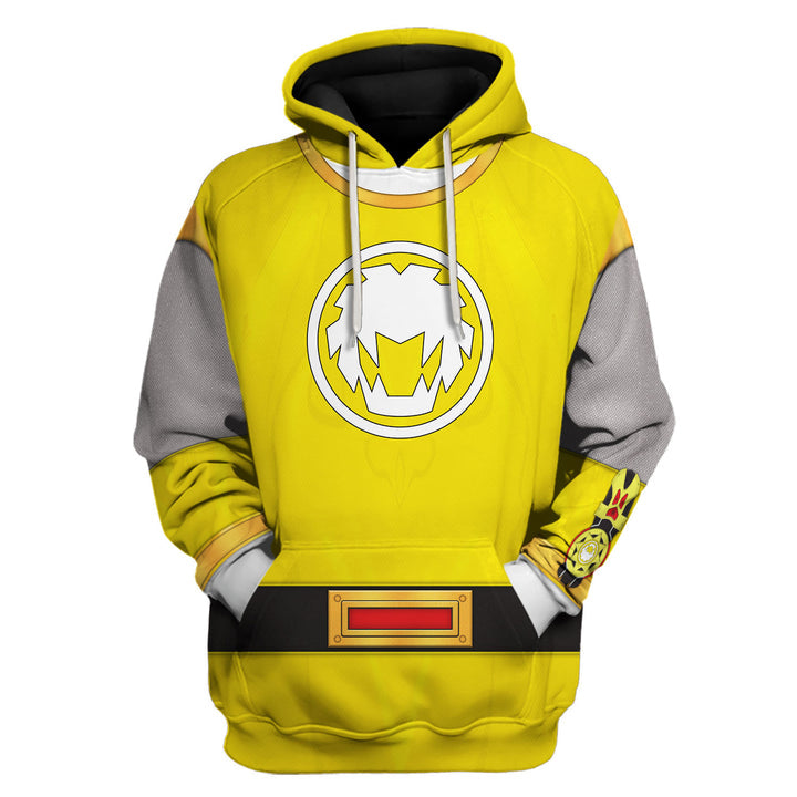 CustomsPig Power Rangers Ninja Storm Yellow Ranger Costumes Hoodie Sweatshirt T-shirt Tracksuit