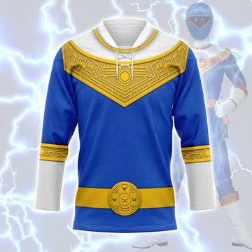 HumansBold Blue Power Rangers Zeo Hockey Jersey