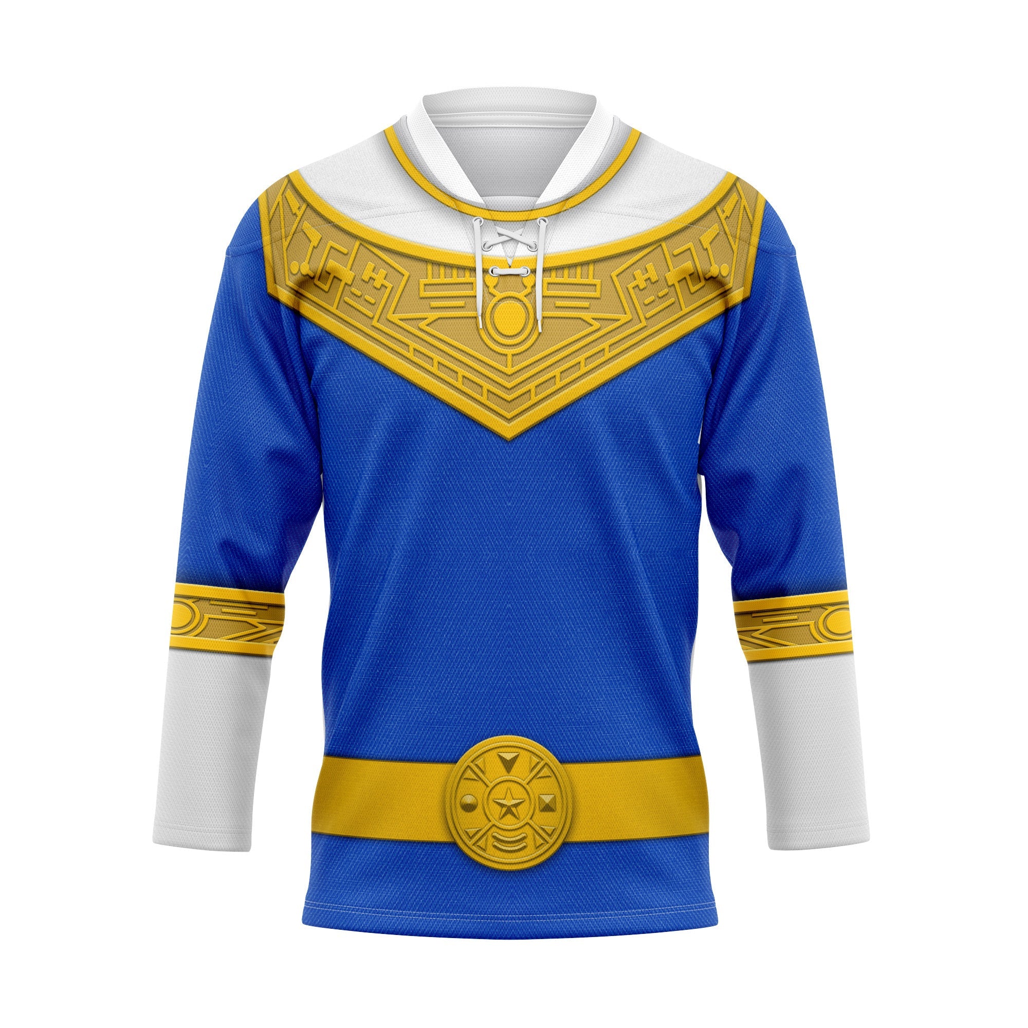 HumansBold Blue Power Rangers Zeo Hockey Jersey