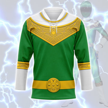 HumansBold Green Power Rangers Zeo Hockey Jersey